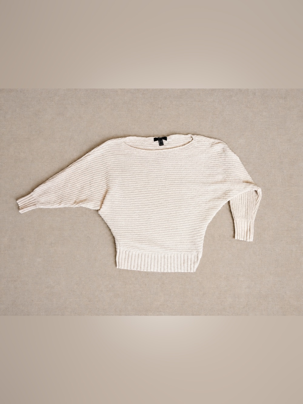 Forever 21 Off-the-Shoulder Ribbed Sweater in Cream